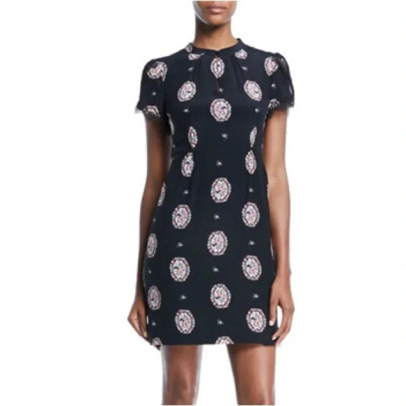 Nanette Lepore Shakespeare Short-Sleeve Silk Shift Dress. Size 4. - Picture 1 of 13